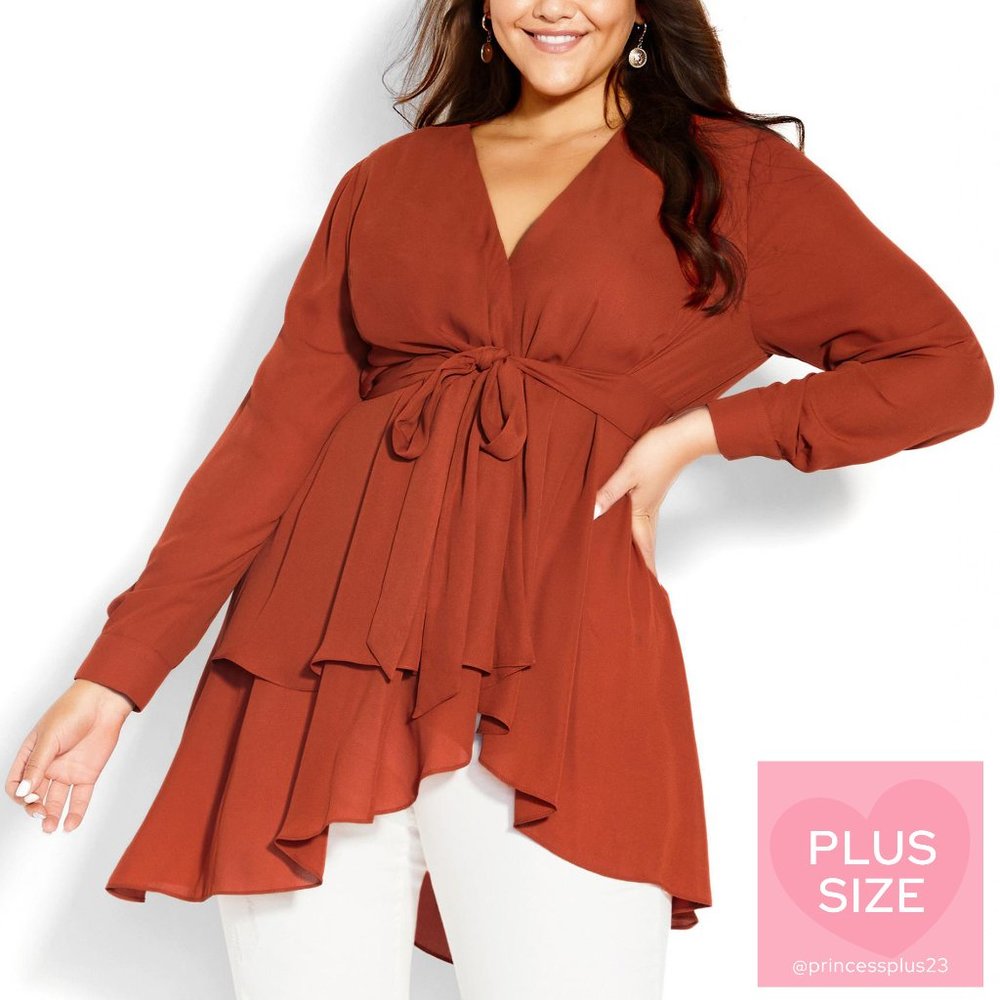 City Chic | *PLUS SIZE* | Shibara Top - Light Copper